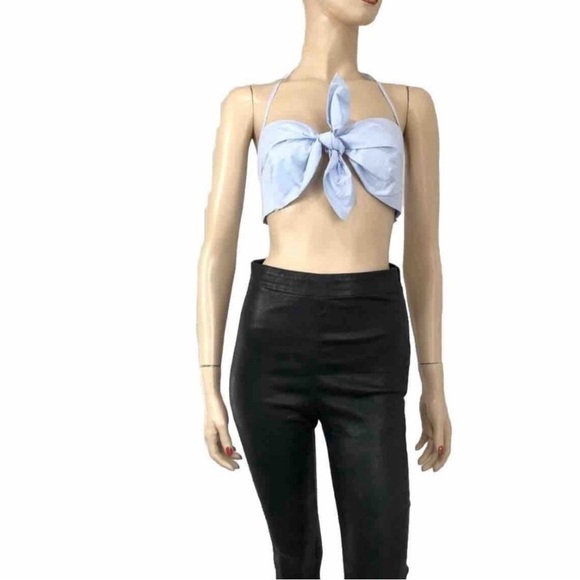 DRESS FORUM baby blue crop top front bow - Picture 1 of 16